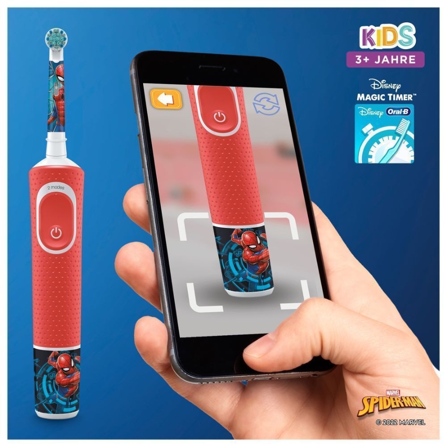 Oral-B Vitality Kids Spiderman Elektrische Kinderzahnbürste Red mit Reiseetui