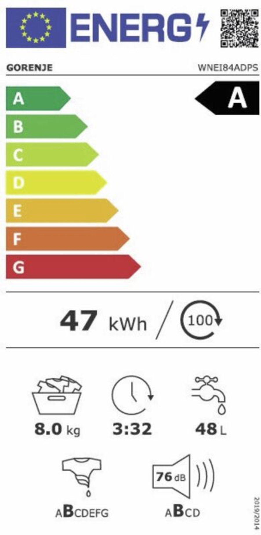 Gorenje WNEI84ADPS Waschmaschine 8 kg  Inverter PowerDrive Motor