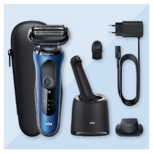 Braun Personal Care Series 6 61-B7200cc Elektrorasierer mit Präzisionstrimmer, Reinigungsstation, Blau