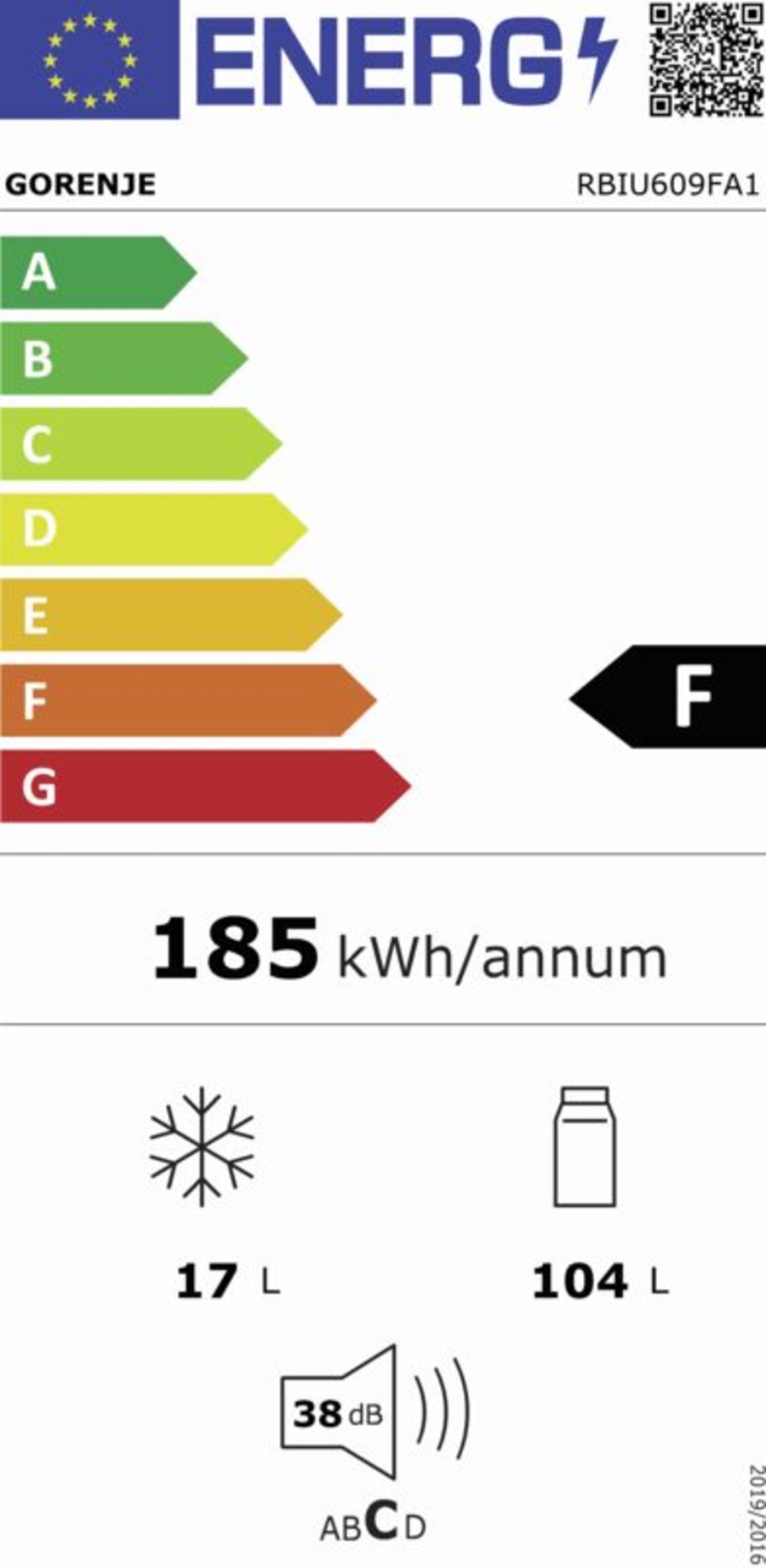 Gorenje RBIU609FA1 Kühlschrank Einbau-Unterbau mit Gefrierfach 60cm