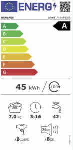 Gorenje WNHEI74SAPS/AT Waschmaschine 7kg,1400 U/min, EEK:A Stand, Weiß,SteamTech