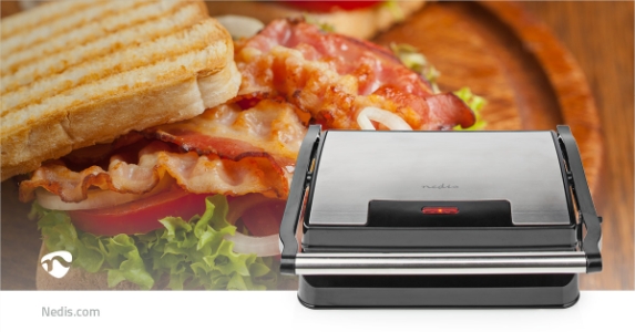 Nedis KAGR111FSR Kontakt Grill 700 W | 23 x 14.5 cm | Aluminium / Kunststoff