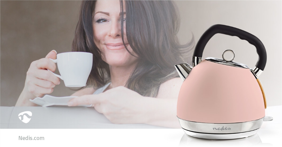 Nedis KAWK520EPK Wasserkocher 1.8 l | Soft-Touch | Pink| Um 360 Grad drehbar