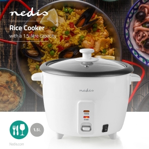 Nedis KARC15WT Reiskocher 1.5 l | 500 W |  Herausnehmbare Schüssel | Automatische Abschaltung