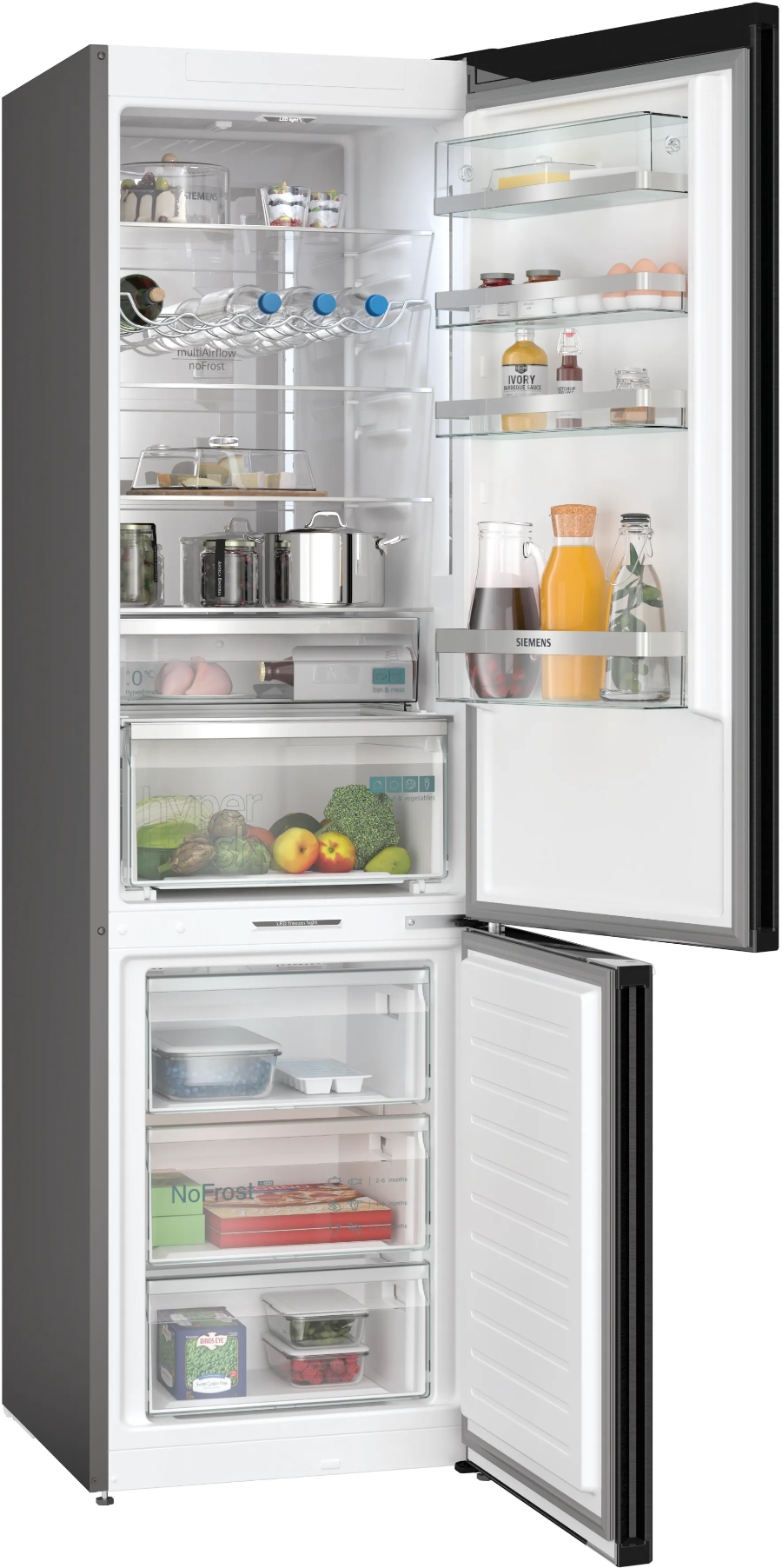 Siemens KG39N4XCF iQ500 Kühl-Gefrierkombination BlackSteel HxB:203 x 60 cm 