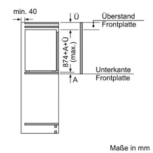 Siemens KI21RVFE0 Kühlschrank Einbau 88cm Nische Flachscharnier(Festtür)weiß