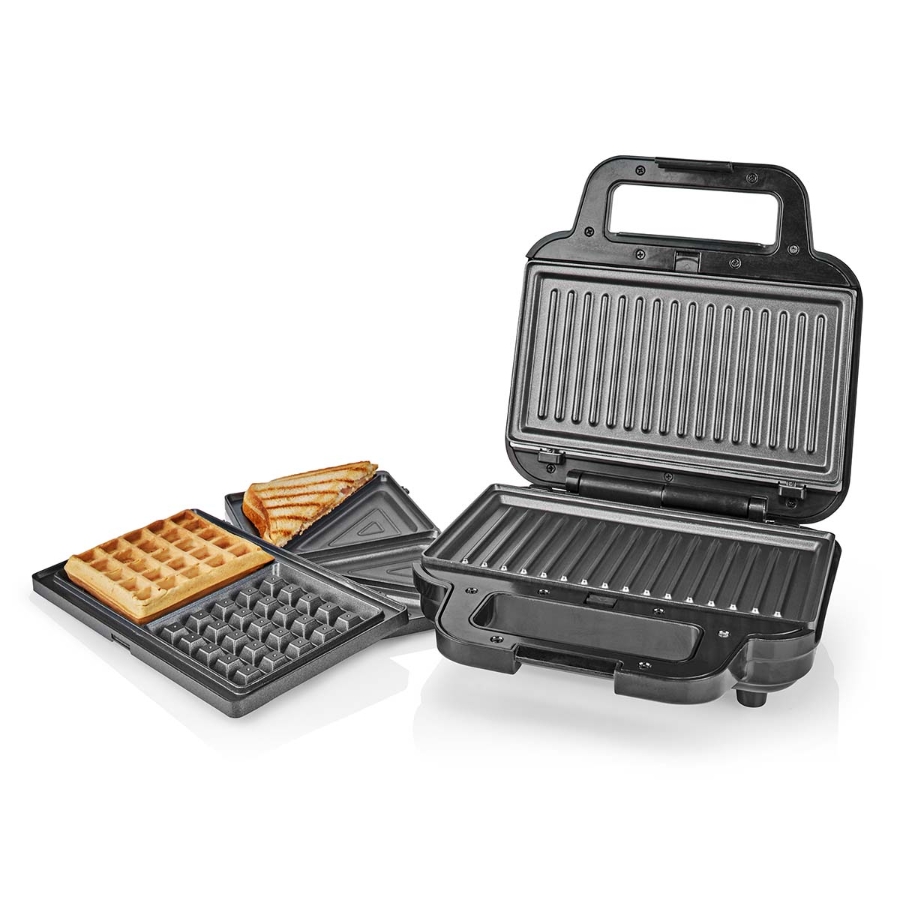Nedis KAMG110FBK Multi-Grill Grill / Sandwich / Waffle  700 W | 22 x 12.5 cm | Automatischer Temperaturkontrolle 