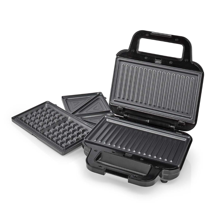 Nedis KAMG110FBK Multi-Grill Grill / Sandwich / Waffle  700 W | 22 x 12.5 cm | Automatischer Temperaturkontrolle 