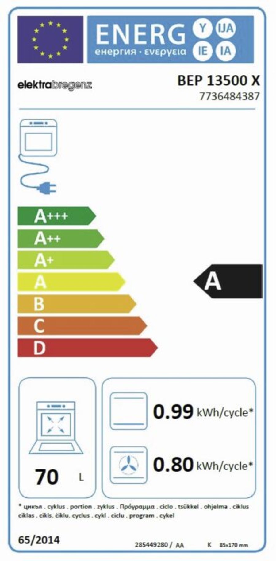 Elektrabregenz BEP13500 X Backofen Pyrolyse( Selbstreinigung) 60 cm SoftClose Tür