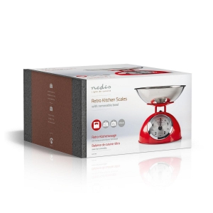 Nedis KASC110RD Küchenwaage Analog | Edelstahl | Abnehmbare Schale | Red