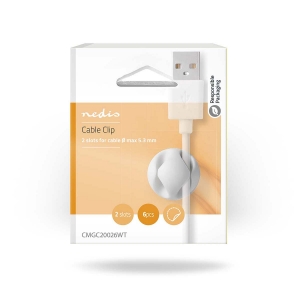 Nedis CMGC20026WT Kabelmanagement Kabelclip | Click and Go| 6 Stück | Anzahl der Steckplätze:2