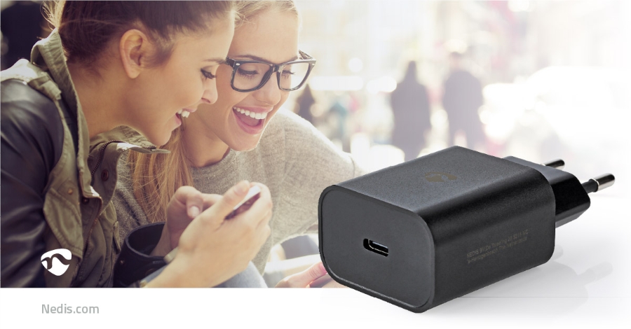 Nedis WCQC402ABK Netzladegerät Schnellladefunktion  1.5 / 2.0 / 2.5 / 3.0 A | Anzahl der Ausgänge: 1 | USB-C™