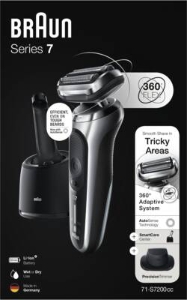 Braun Personal Care Series 7 71-7200cc Elektrorasierer mit Präzisionstrimmer, Reinigungsstation, silber