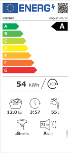 Hisense WFQA1214EVJM  Waschmaschine 12 kg Frontlader Gerätemaß (HxBxT) : 85 × 60 × 66 cm