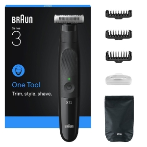 Braun Personal Care XT3100 Series XT3 All-in-One, Trimmer, Styler, Rasierer, +5 Zubehörteile, Scharfe 4D-Flex-Klinge