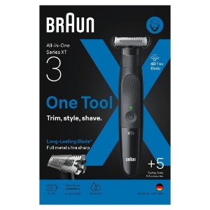 Braun Personal Care XT3100 Series XT3 All-in-One, Trimmer, Styler, Rasierer, +5 Zubehörteile, Scharfe 4D-Flex-Klinge