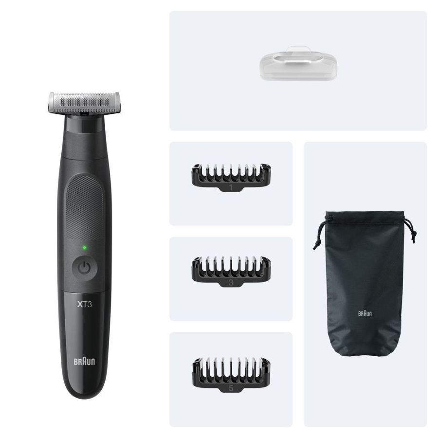 Braun Personal Care XT3100 Series XT3 All-in-One, Trimmer, Styler, Rasierer, +5 Zubehörteile, Scharfe 4D-Flex-Klinge