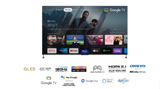 TCL 98C735 Flat98 Zoll (248 cm), QLED 4K, SMART TV, Google TV Wireless LAN,Bluetooth,Android Fernseher