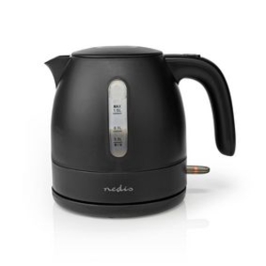 Nedis KAWK300EBK  Wasserkocher 1.0 l | Plastik | Schwarz   Um 360 | Verdecktes Heizelement | Strix® Controller | 