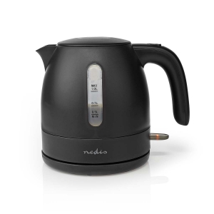 Nedis KAWK300EBK  Wasserkocher 1.0 l | Plastik | Schwarz   Um 360 | Verdecktes Heizelement | Strix® Controller | 