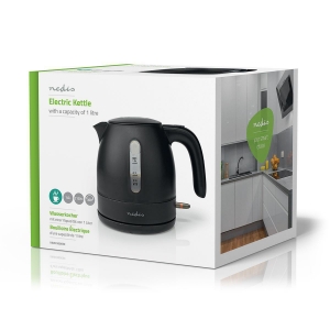 Nedis KAWK300EBK  Wasserkocher 1.0 l | Plastik | Schwarz   Um 360 | Verdecktes Heizelement | Strix® Controller | 