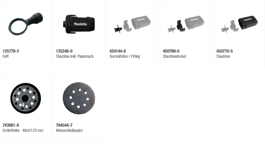 Makita BO5041 - Exzenterschleifer - 300 W - 125mm 300 W • 4.000 - 12.000 U/min • 125 mm