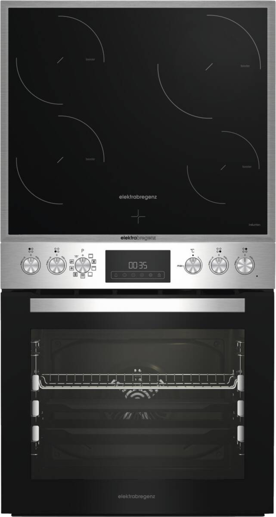 Elektrabregenz HEPMI64090XR Multifunktionsherdset mit 9 Kochfunktionen Pyrolyse mit Induktionskochfeld