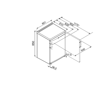 Liebherr TP1724 Comfort  Tischkühlschrank mit Gefrierfach Weiss 85cm