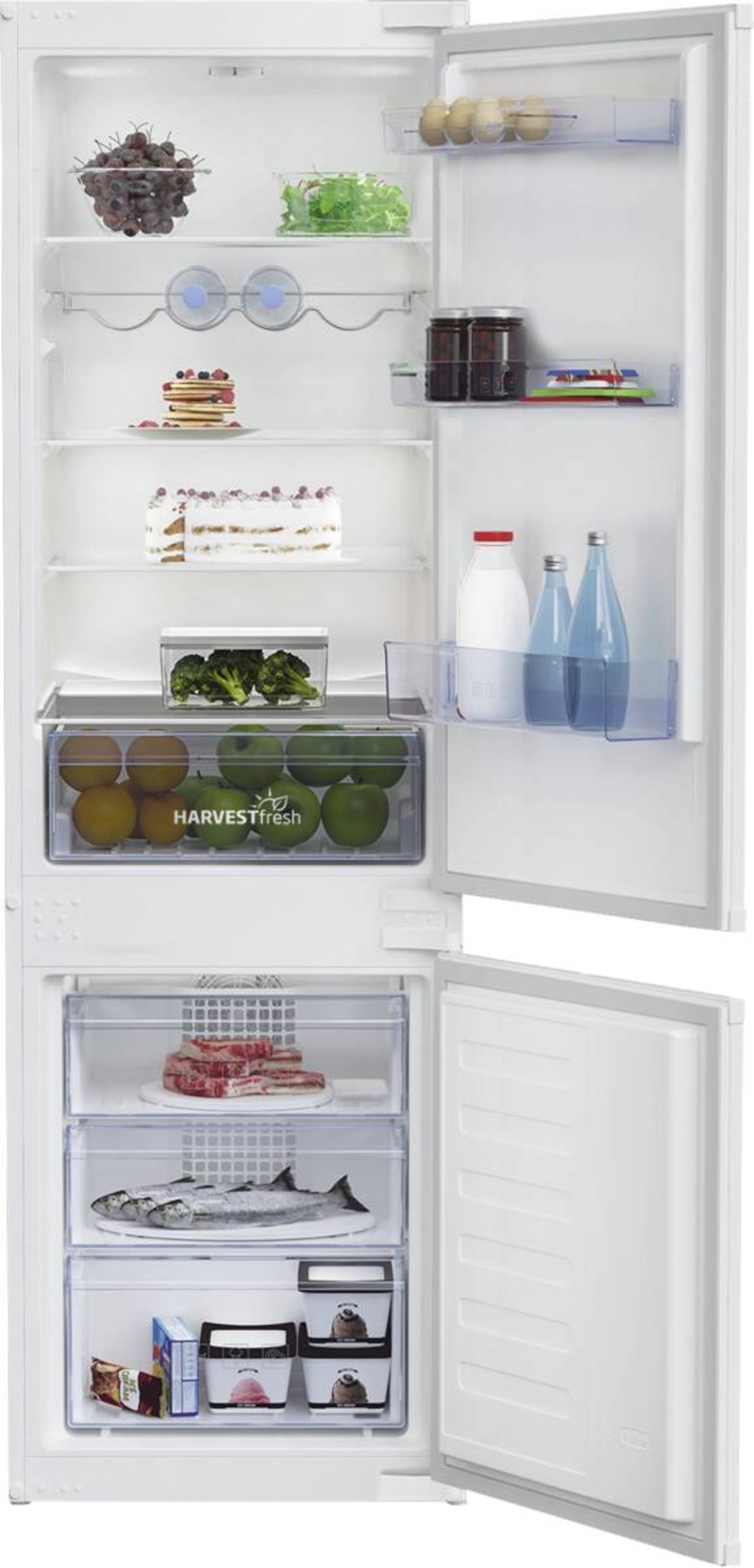 Beko BCHA275K4SN Einbau Kühl-Gefrierkombination weiß  Gemüsefach (Harvestfresh), Schleppscharnier 