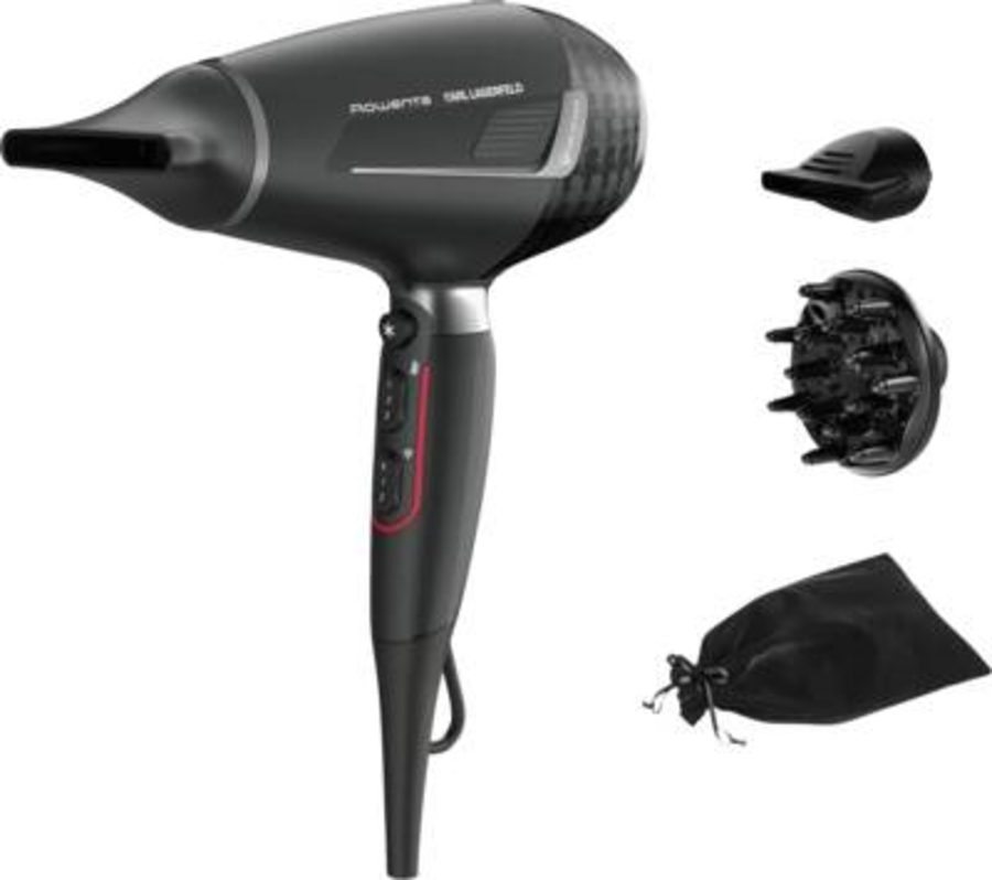 Rowenta CV888L Karl Lagerfeld Pro Stylist Haartrockner Schwarz/Rot  2200 Watt Pro AC-Motor,ultraschnelles Trocknen,Ionic Shine 