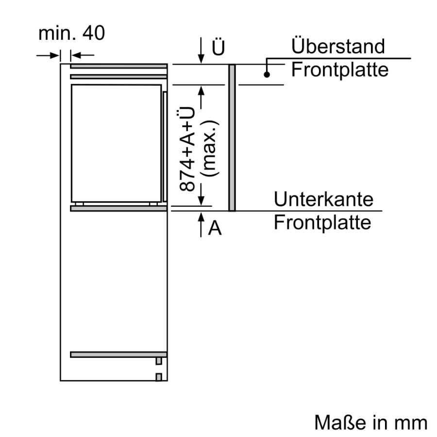 Siemens KI22LVFE0 Kühlschrank Einbau mit Gefrierfach 88 cm Nische Festtürmontage Weiss 
