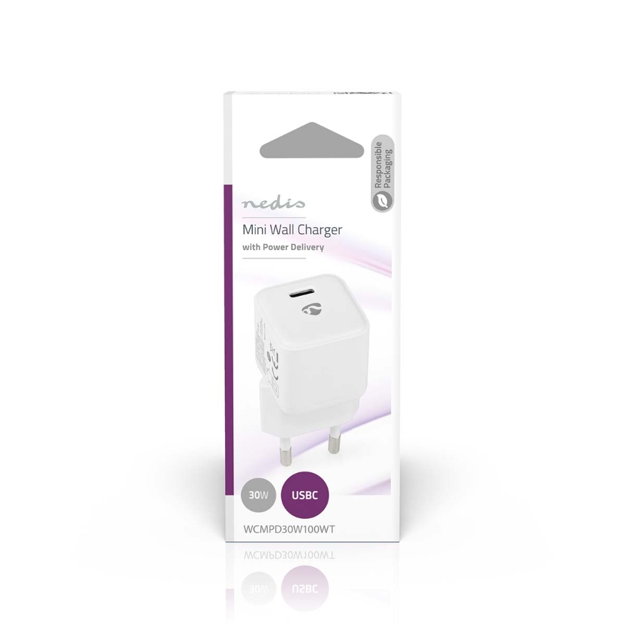 Nedis WCMPD30W100WT Netzladegerät 1.5 / 2.0 / 2.5 / 3.0 A | Anzahl der Ausgänge: 1 | USB-C™