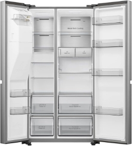 Hisense RS818N4TIE Side-by-Side Edelstahl NoFrost Wassertank Eiswürfel- und Wasserspender 