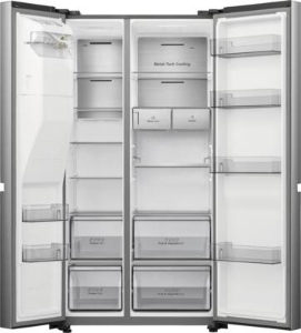 Hisense RS818N4TIE Side-by-Side Edelstahl NoFrost Wassertank Eiswürfel- und Wasserspender 