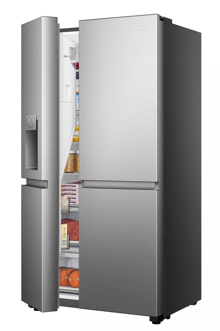 Hisense RS818N4TIE Side-by-Side Edelstahl NoFrost Wassertank Eiswürfel- und Wasserspender 