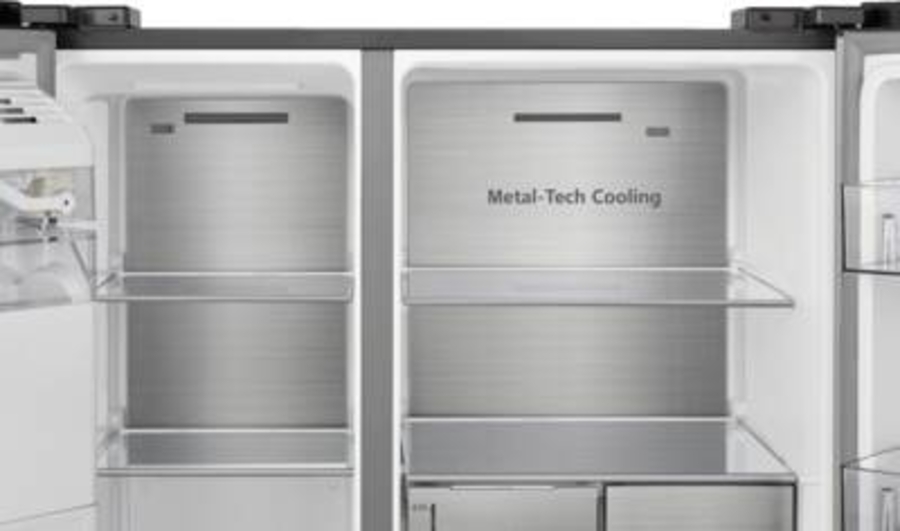 Hisense RS818N4TIE Side-by-Side Edelstahl NoFrost Wassertank Eiswürfel- und Wasserspender 