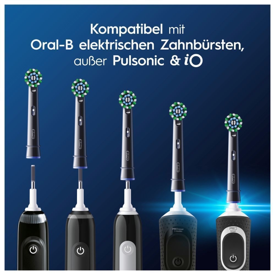 Oral-B Pro CrossAction Aufsteckbürsten BLACK 12er FFU, für elektrische Zahnbürste, X-förmige Borsten,