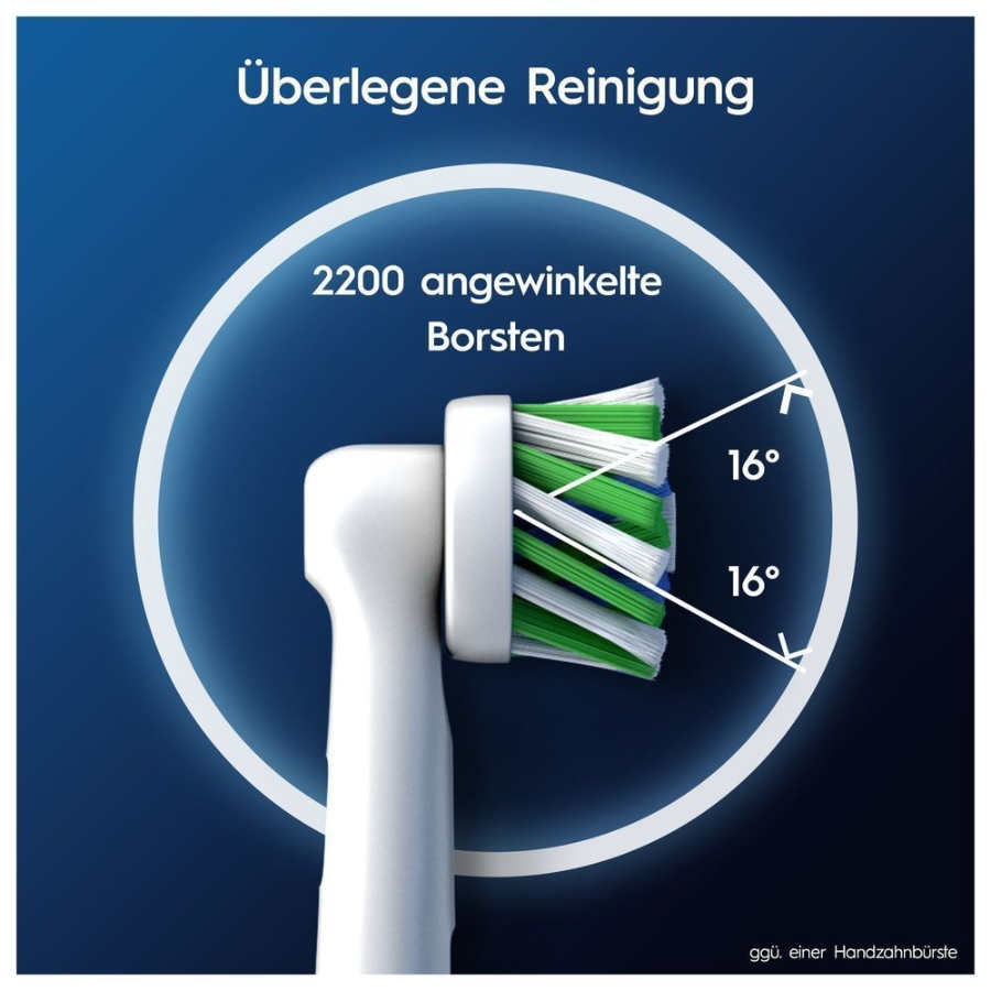 Oral-B Pro CrossAction Aufsteckbürsten 16er FFU, für elektrische Zahnbürste, X-förmige Borsten,