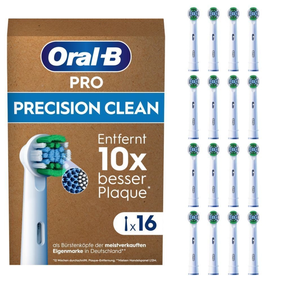 Oral-B Pro Precision Clean Aufsteckbürsten 16er FFU für elektrische Zahnbürste, X-förmige Borsten,