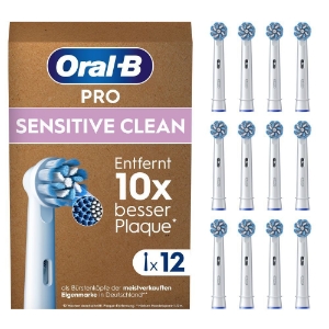 Oral-B Pro Sensitive Clean Aufsteckbürsten 12er FFU  für elektrische Zahnbürste, X-förmige Borsten,
