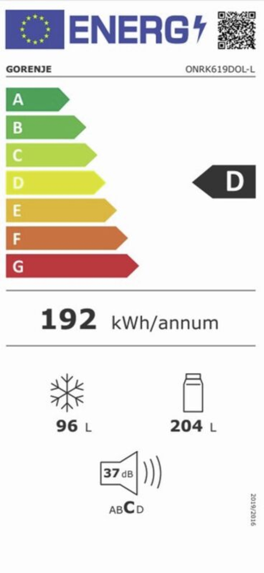 Gorenje ONRK619DOL-L Kühl-/Gefrierkombination Grün Stand NoFrost (BxHxT) :600x1940x661mm 