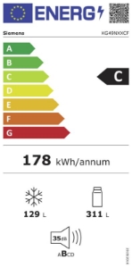 Siemens KG49NXXCF Freistehende Kühl-Gefrier-Kombi Edelstahl-Schwarz 