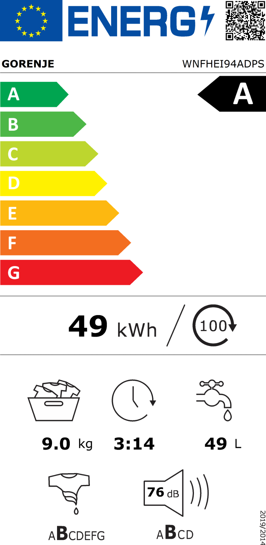 Gorenje WNFHEI94ADPS Waschmaschine weiß 9 kg EEK:A 