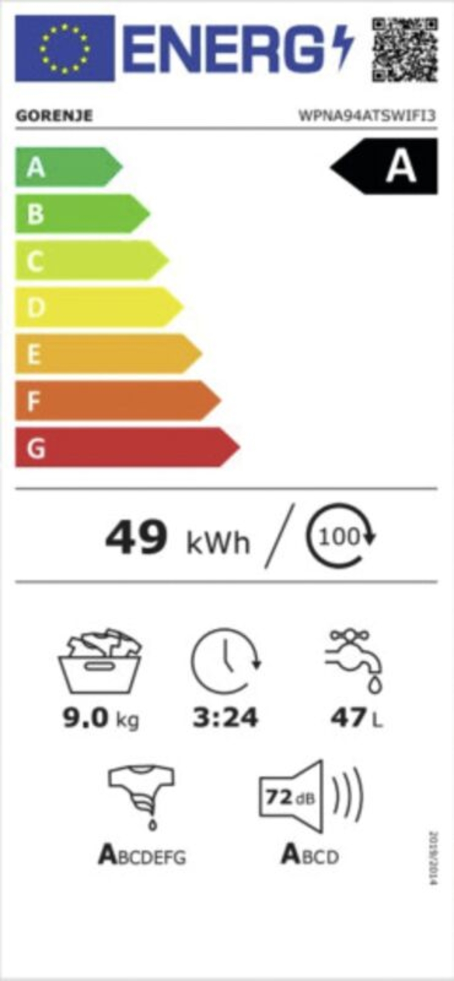 Gorenje WPNA94ATSWIFI3 Waschmaschine Stand 9kg, 1400U/min weiß