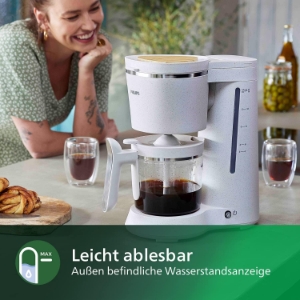 Philips HD5120/00 Filterkaffeemaschine Eco Conscious Edition  1.2-Liter-Glaskanne, bis zu 15 Tassen, Seiden-Weiss