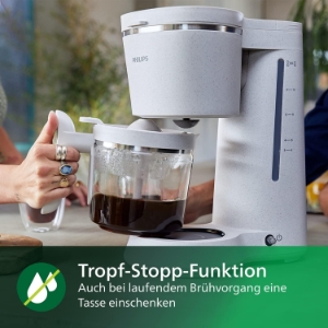 Philips HD5120/00 Filterkaffeemaschine Eco Conscious Edition  1.2-Liter-Glaskanne, bis zu 15 Tassen, Seiden-Weiss