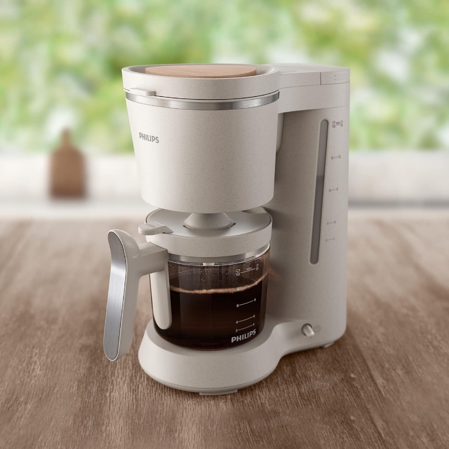 Philips HD5120/00 Filterkaffeemaschine Eco Conscious Edition  1.2-Liter-Glaskanne, bis zu 15 Tassen, Seiden-Weiss