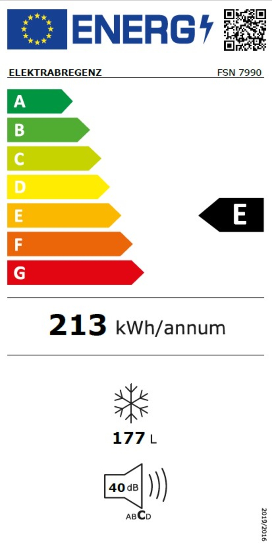 Elektrabregenz FSN 7990 Gefrierschrank Stand NoFrost Nutzinhalt 177 Liter, NoFrost, 39 dBA, Weiß, Höhe: 147,5