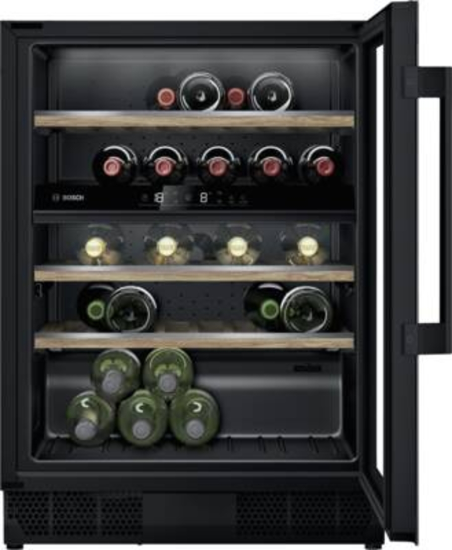Bosch KUW21AHG0 Weinkühlschrank mit Glastür, 82 x 60 cm Schwarz