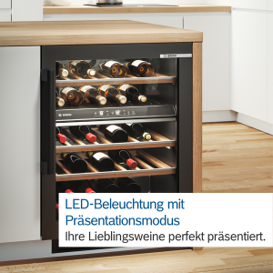 Bosch KUW20VHF0 Weinkühlschrank mit Glastür, 82 x 30 cm Schwarz